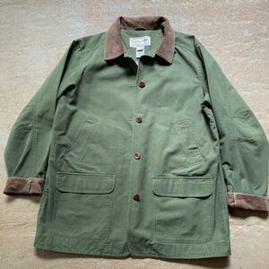 L.L. Bean Field Chore Barn Jacket Women's XL Green Lined Corduroy Trim